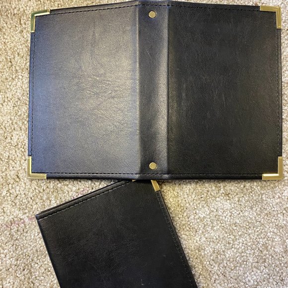 2 Hozel Leather Business Card Black 3 Ring Binders - Picture 2 of 3